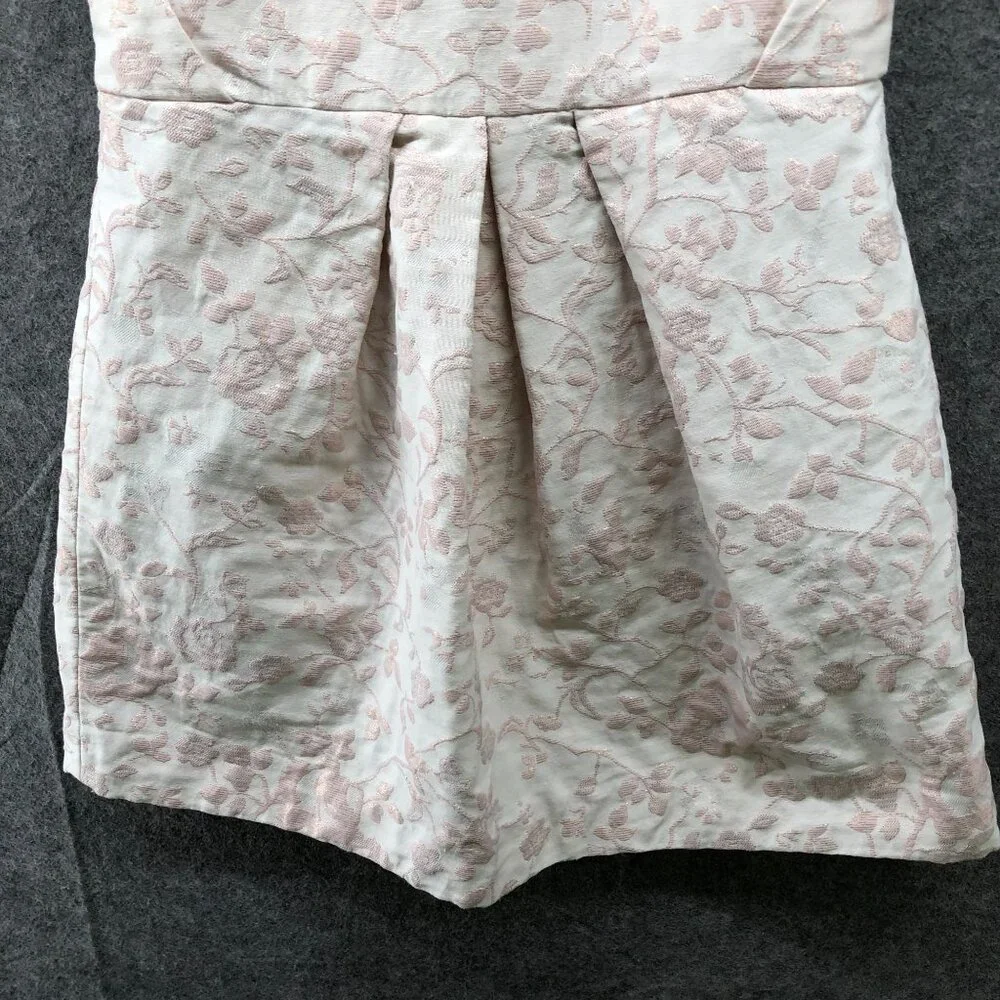 Zara Girls 7/8 Party Dress Pink Floral Jacquard Pleated Sleeveless A-Line Formal